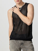 Mens Hollow Out Crew Neck Sleeveless Vest SKUK49604