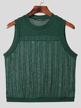 Mens Mesh Knit Crew Neck Sleeveless Vest SKUK32386