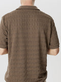 Mens Solid Textured Short Sleeve Casual Shirt SKUK58910