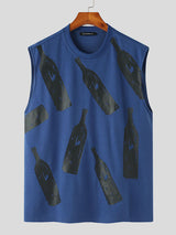 Mens Bottle Print Crew Neck Sleeveless Vest SKUK08383