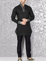 Mens Contrast Patchwork Stand Collar Muslim Shirt SKUK28990