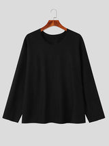 Mens V-Neck Knit Long Sleeve T-Shirt SKUK72686