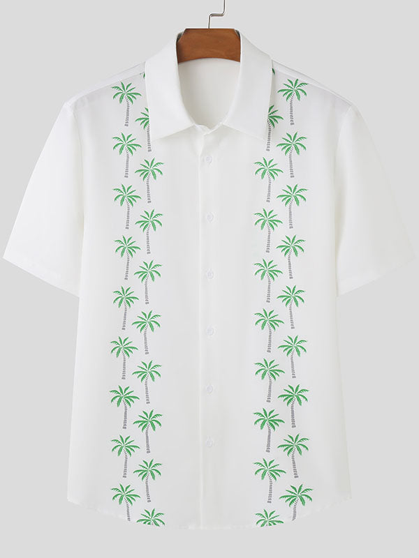 Mens Palm Tree Print Short Sleeve Shirt SKUK72223