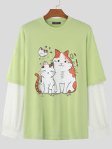 Mens Cat Print Long Sleeve T-Shirt SKUK80469