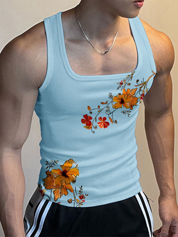 Mens Ethnic Print U-Neck Sleeveless Tank SKUK67906