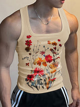 Mens Floral Print U-Neck Sleeveless Tank SKUK67908