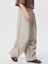 Mens Solid Corduroy Casual Wide Leg Pants SKUK42949