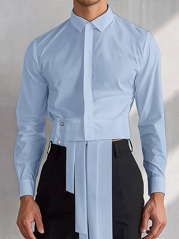 Mens Asymmetric Hem Long-Sleeve Shirt SKUK92672