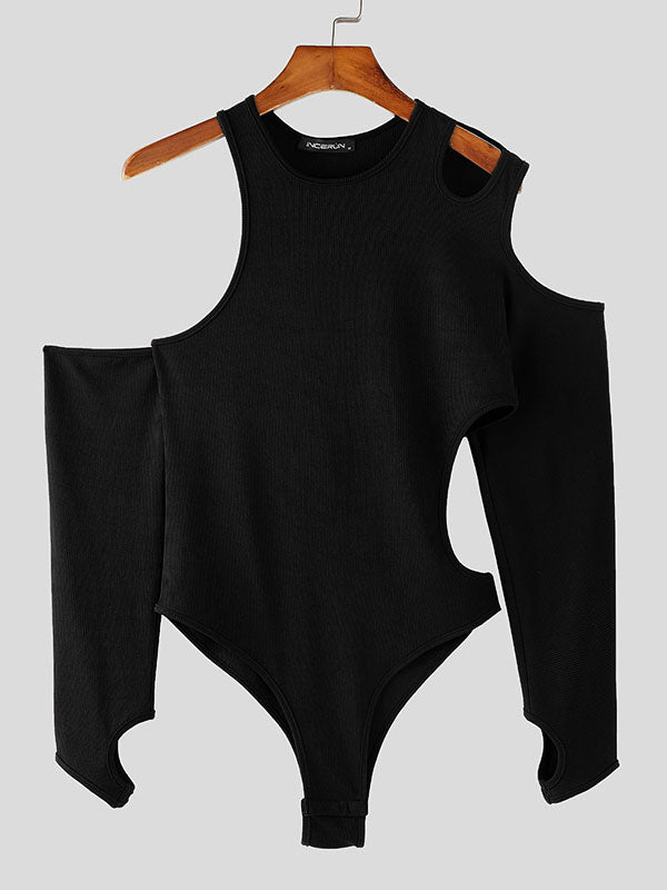 Mens Cut-Out Design Long-Sleeve Bodysuit SKUK85566