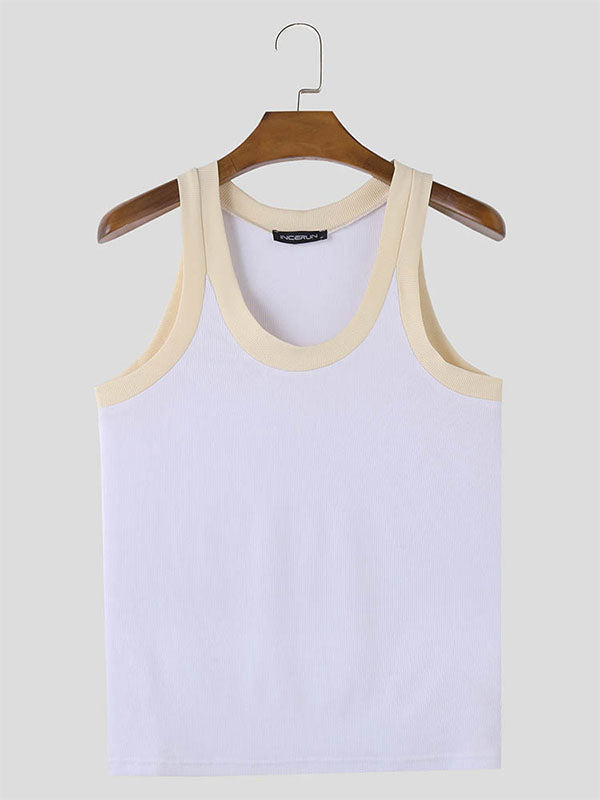 Mens Fashion Slim Fit Contrast Sleeveless Tank SKUK73687