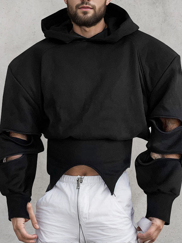 Mens Deconstructed Cropped Long-Sleeve Hoodie SKUK88245