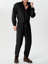 Mens Color Block Stripe Long Sleeve Jumpsuit SKUK57413