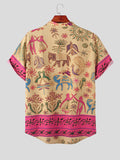 Mens Ethnic Print Cotton Henley Shirt SKUK08661