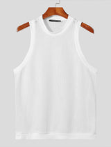 Mens Solid Hollow Out Knit Sleeveless Vest SKUK46978