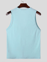 Mens Solid Color Mesh Sleeveless Tank SKUK65497