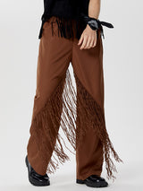 Mens Fringe Patchwork Solid Color Straight Leg Pant SKUK59918