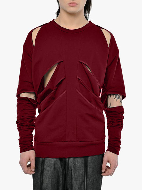 Mens Cut-Out Design Long-Sleeve Hoodie SKUK85790