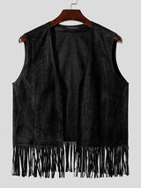 Mens  Fashion Suede Fringe Sleeveless Waistcoat SKUK55986