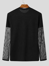 Mens Mesh Patchwork Long Sleeve T-Shirt SKUK85954