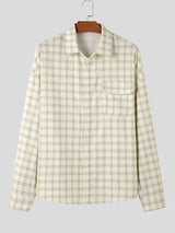 Mens Corduroy Plaid Long Sleeve Shirt SKUK77014