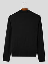 Mens Mesh Patchwork Deep V Long Sleeve T-Shirt SKUK83773