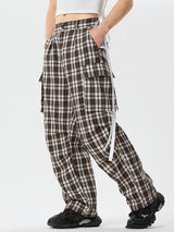 Mens Plaid Cargo Pocket Casual Pants SKUK41863