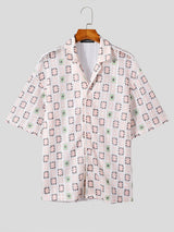 Mens Windowpane Pattern Sheer Short Sleeve Shirt SKUK68859