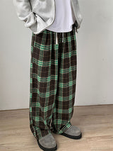 Mens Vintage Plaid Contrast Color Wide Leg Pant SKUK76312