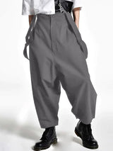 Mens High Waist Metal Button Wide Legs Overalls  SKUK51634