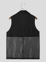 Mens Mesh See Through Patchwork Sleeveless Shirt SKUK60236