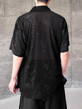 Mens Jacquard Print Sheer Short Sleeve T-Shirt SKUK62901