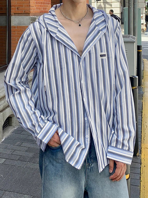 Mens Casual Striped Long Sleeve Shirt SKUK79443