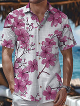 Mens Fashion Floral Print Short Sleeve Shirt SKUK65498