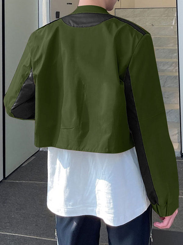 Mens Asymmetrical Hem Colorblock Long Sleeve Jacket SKUK76523