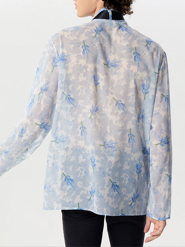 Mens Floral Print Buckle Design Chiffon Shirt SKUK46350