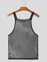 Mens Shiny Vertical Striped Sheer Tank SKUK92847