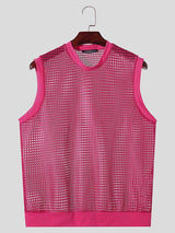 Mens Mesh Hollow Out Sheer Crew Neck Tank SKUK76232