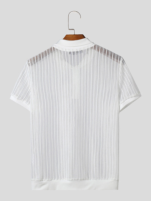 Mens Mesh See Through Short Sleeve Shirt SKUK55059