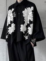 Mens Floral Print Bell Sleeve Shirt SKUK74943