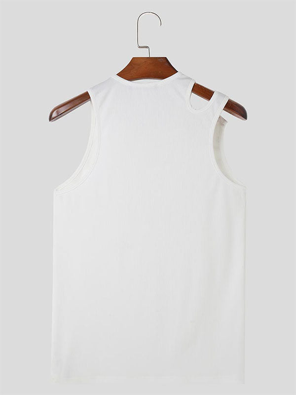 Mens Metal Buckle Cutout Design Sleeveless Tank SKUK72682