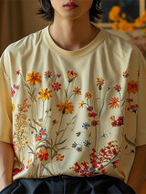 Mens Floral Print Crew Neck T-Shirt SKUK65902