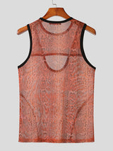 Mens Snake Pattern Cutout Mesh Sleeveless Vest SKUK11281