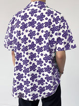 Mens Casual Floral Print Cuban Collar Shirt SKUK68460