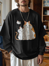 Mens Cat Print Long Sleeve T-Shirt SKUK80469