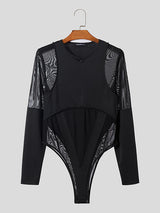 Mens Mesh Patchwork See Through Deconstruction Bodysuit SKUK34590