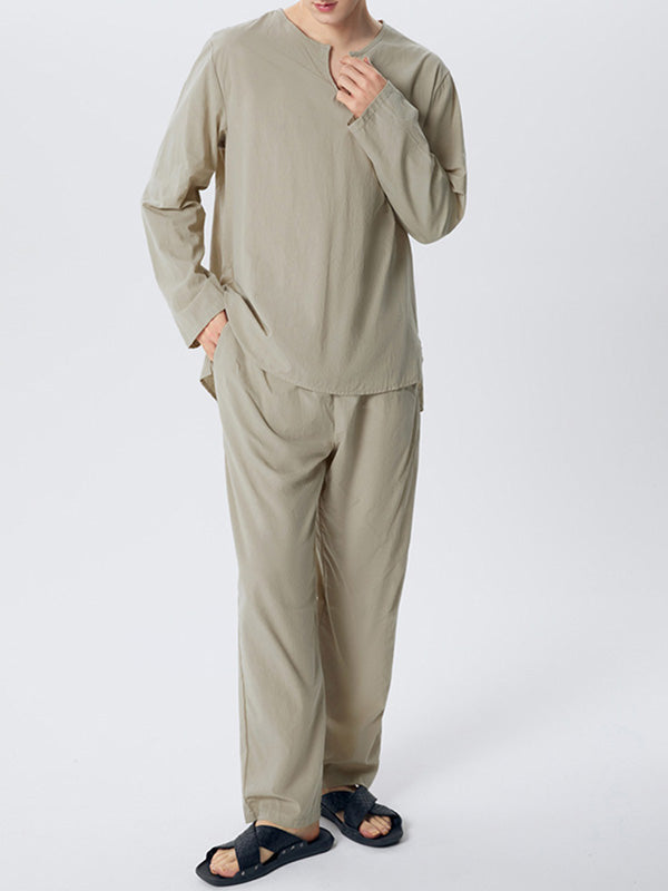 Mens Solid Color Loungewear Two Pieces Outfit SKUH82970