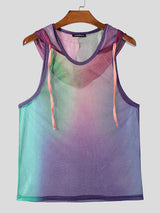 Mens Gradient Hollow-Out Sleeveless Hoodie SKUK71122