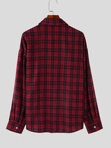 Mens Plaid Patchwork Long Sleeve Shirt SKUK85440