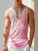 Mens Sexy Sheer Deconstructed V-Neck Tank SKUK68524