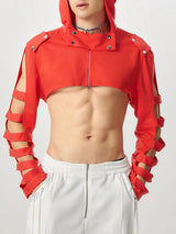 Mens Hollow-Out Cropped Long-Sleeve Sweatshirt SKUK83118